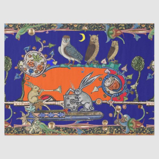 Papier Mousseline BESTIAIRE MÉDIÉVAL FABRIQUANT DE LA MUSIQUE Chouet (Recto)