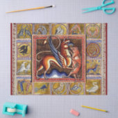 PAPIER MOUSSELINE BESTIAIRE MÉDIÉVAL, GRIFFIN ET GARDE SAUVAGE, ANIM (Artisanat)