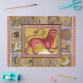 PAPIER MOUSSELINE BESTIAIRE MÉDIÉVAL, LÉOPARD, ANIMAUX FANTASTIQUES (Artisanat)