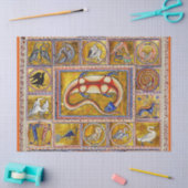 PAPIER MOUSSELINE BESTIAIRE MÉDIÉVAL, SALAMANDRE, ANIMAUX FORESTIERS (Artisanat)