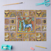 PAPIER MOUSSELINE BESTIAIRE MÉDIÉVAL, UNICORNE, ANIMAUX FANTASTIQUES (Artisanat)