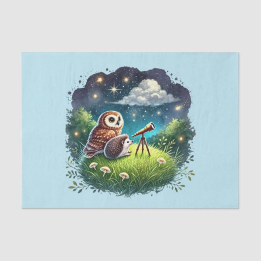 Papier Mousseline Bêtes de bois mignonnes chaudières de choux hériss (Recto)