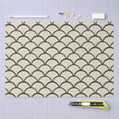 Papier Mousseline Beuge et noir art déco fleurs abstraites motif (Artisanat)
