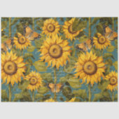 Papier Mousseline Beurre de tournesol d'automne Turquoise Ephémère D (Recto)