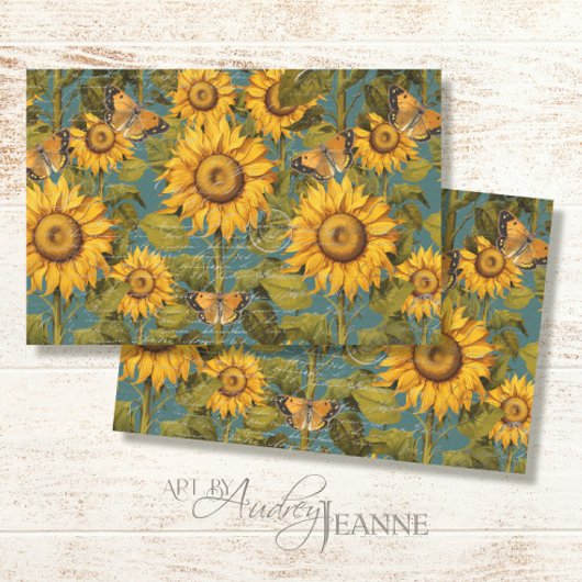 Papier Mousseline Beurre de tournesol d'automne Turquoise Ephémère D
