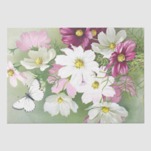Papier Mousseline Beurre Fleur Cosmos Vintage Floral Decoupage