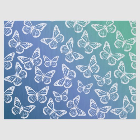 Papier Mousseline Beurre mignon Joli Motif Festif Blanc Bleu (Recto)