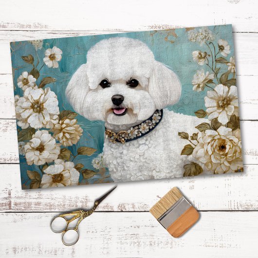 Papier Mousseline Bichon Frise Chien Découpage Tissu Papier