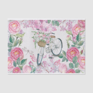 Papier Mousseline Bicyclette et fleurs élégantes