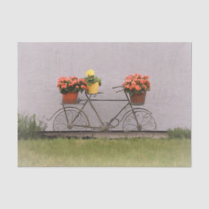 Papier Mousseline Bicyclette Vintage Antique Orange Floral Victorien