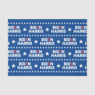 Papier Mousseline Biden / Harris White Stars Motif Blue