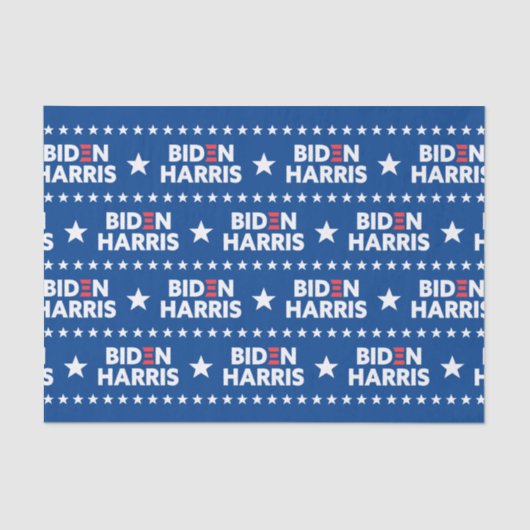 Papier Mousseline Biden / Harris White Stars Motif Blue (Recto)
