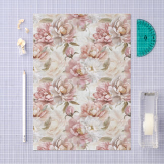 Papier Mousseline Biege and pink floral shabby chic