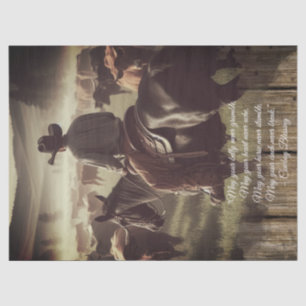 Papier Mousseline Bienheureux Cowboy Western Man Roundup Bovins