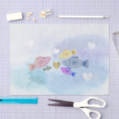 Papier Mousseline Bienvenue Baby Dreamy Aquarelle Poisson Coeurs de (Artisanat)