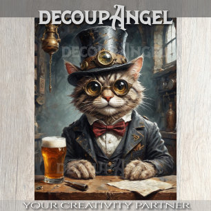 Papier Mousseline Bière Dapper Chat - Découpage -