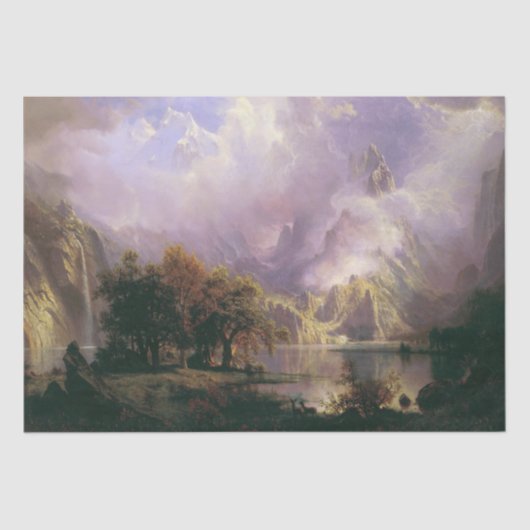 Papier Mousseline Bierstadt Rockies Lake Deer (Recto)