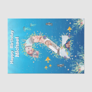 Papier Mousseline Big 2nd Under the Sea Anniversaire Photo Collage