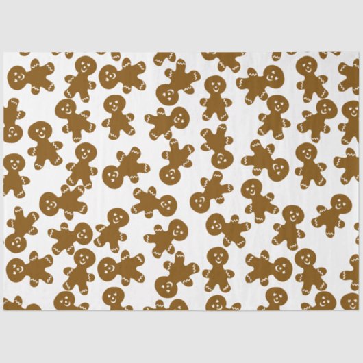 Papier Mousseline Big Cute Gingerbread Man Pattern on White (Recto)
