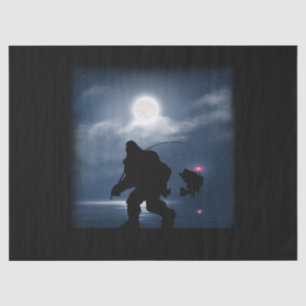 Papier Mousseline Bigfoot Fishing Funny Sasquatch et Fish Night Fis