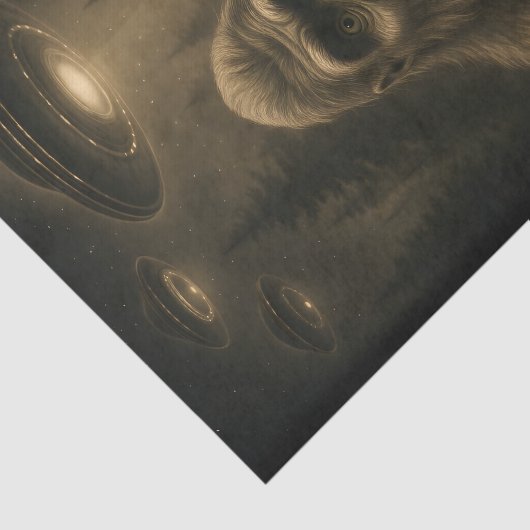 Papier Mousseline Bigfoot Sasquatch Alien UFO Funny (Détail)