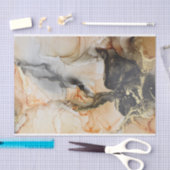 Papier Mousseline Bijou d'art Abstrait Citrus tonique, Noir & Or (Artisanat)