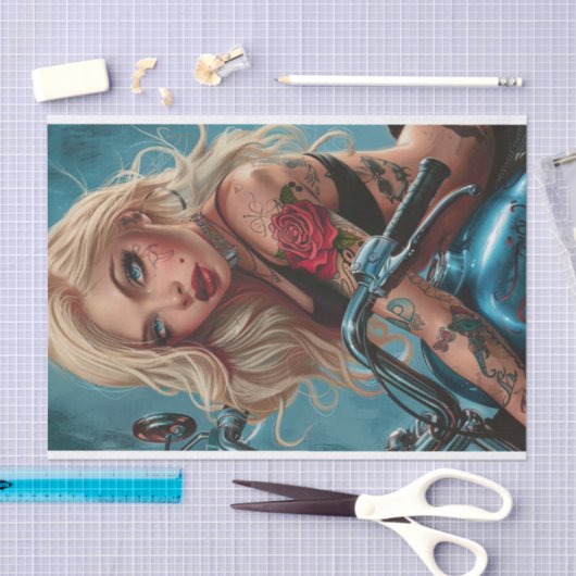 Papier Mousseline Biker Babe4 (Artisanat)