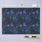 Papier Mousseline Bioluminescente méduse Océan Motif répétitif (Artisanat)
