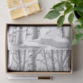 Papier Mousseline Birch Trees En Hiver (Cadeau)