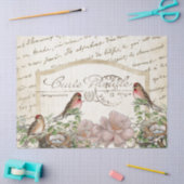 Papier Mousseline Bird Nest Gold Floral Carte Postale Script Françai (Artisanat)