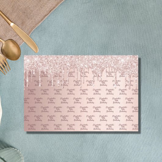 Papier Mousseline Birthday rose gold glitter drips pink monogram