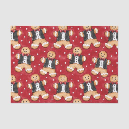 Papier Mousseline Biscuits en pain d'épice à Tuxedos Noël (Recto)
