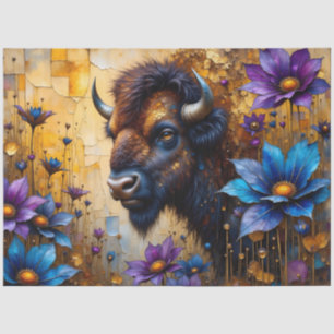 Papier Mousseline Bison américain dans un portrait de fleur texturée