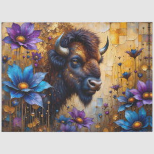 Papier Mousseline Bison américain dans un portrait de fleur texturée