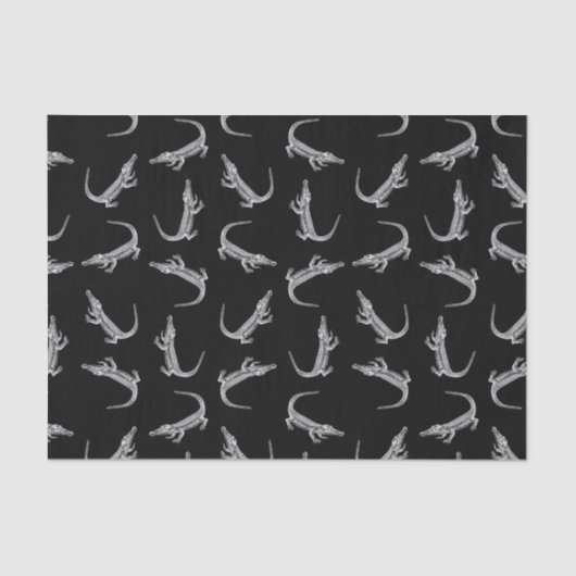 Papier Mousseline Black Alligators Imprimer Motif Animal Art Design (Recto)