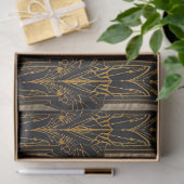 Papier Mousseline Black and Gold Pattern Decoupage  (Cadeau)
