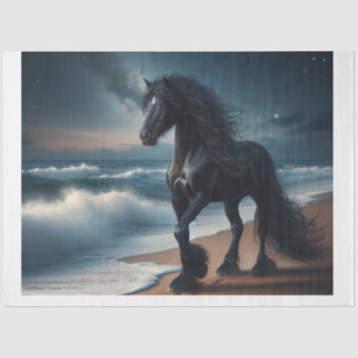 Papier Mousseline Black Beach Stallion
