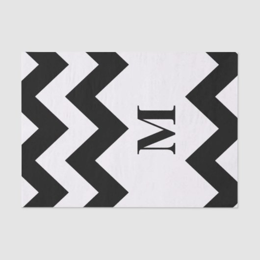 Papier Mousseline Black Bold Chevron avec monogramme (Recto)