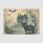 Papier Mousseline Black Cat Vintage Halloween Decoupage (Recto)