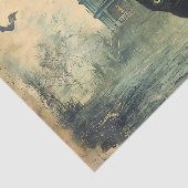 Papier Mousseline Black Cat Vintage Halloween Decoupage (Détail)