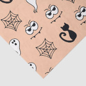 Papier Mousseline Black Cats Spiderwebs et Ghosts Orange Halloween (Détail)