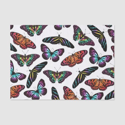 Papier Mousseline Black Colorful Butterflies (Recto)