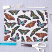 Papier Mousseline Black Colorful Butterflies (Artisanat)