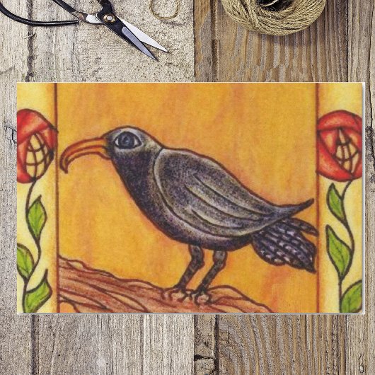 Papier Mousseline Black Crow Art Déco Art folk Rose