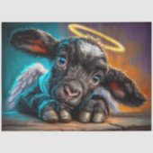 Papier Mousseline Black Easter Lamb Angel Decoupage (Recto)