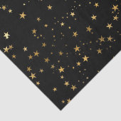 Papier Mousseline Black Elegant Celestial Starry Gold Stars Design (Détail)