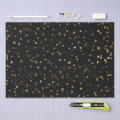 Papier Mousseline Black Elegant Celestial Starry Gold Stars Design (Artisanat)