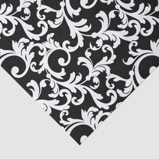 Papier Mousseline Black Elegant Damask Print (Détail)