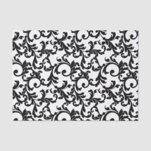 Papier Mousseline Black Elegant Damask Print