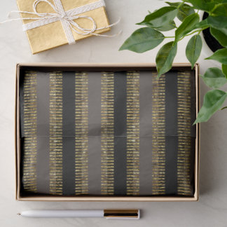 Papier Mousseline Black Glittery Gold Stripes 